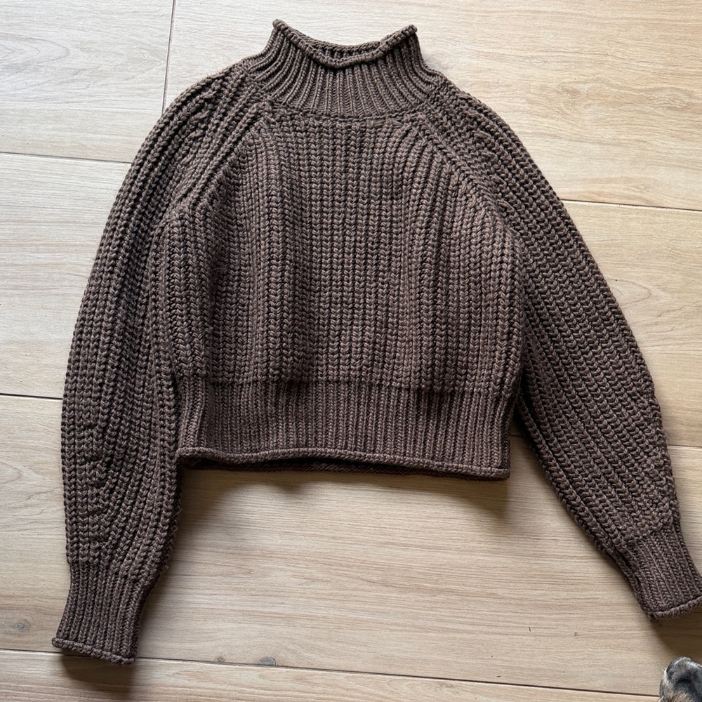 Cozy Chocolate Knit Turtleneck Sweater - Picture 4 of 8